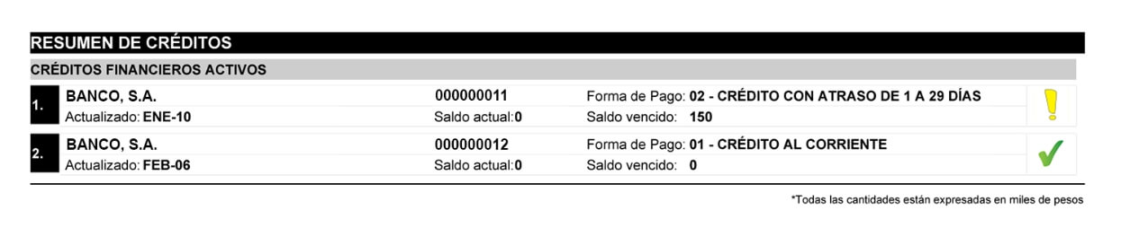 Imagen descriptiva de Resumend de Credito